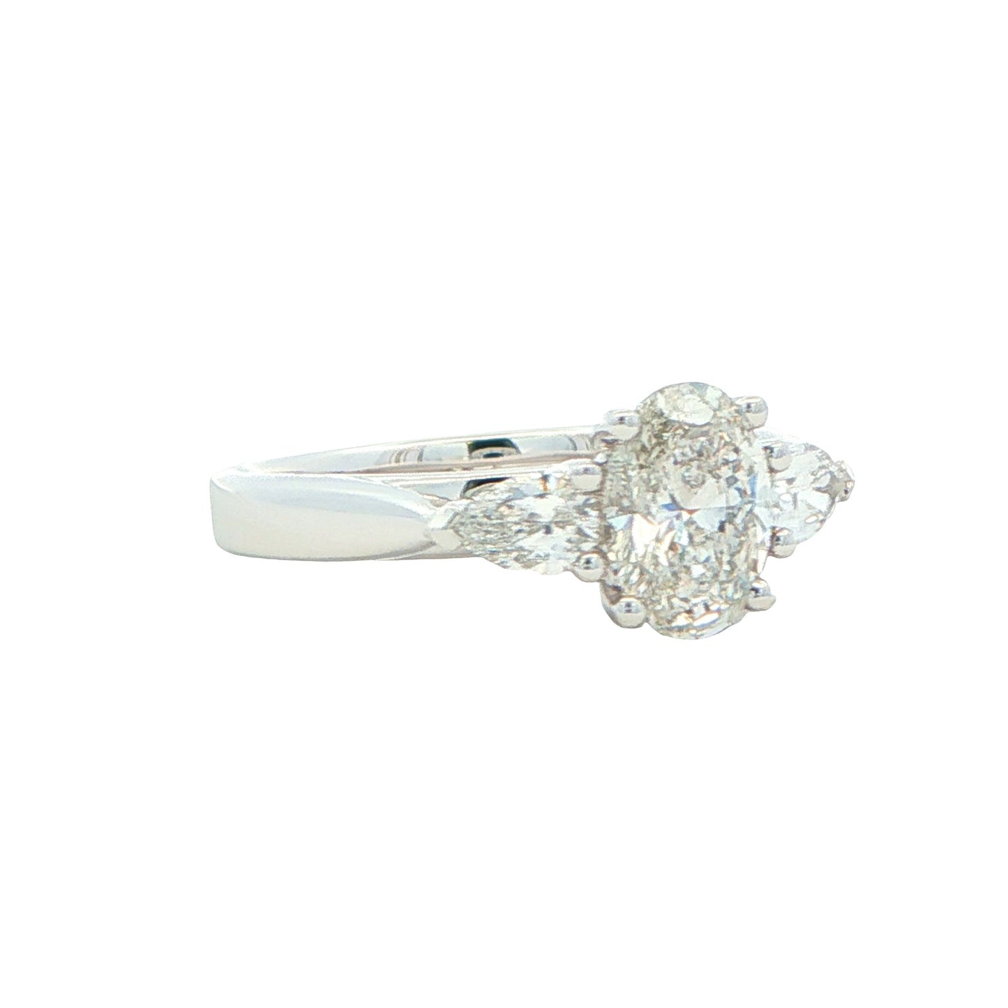 Lab Grown Oval and Pear Shaped Diamond 3 Stone Ring - 1.37cts Gardiner Brothers