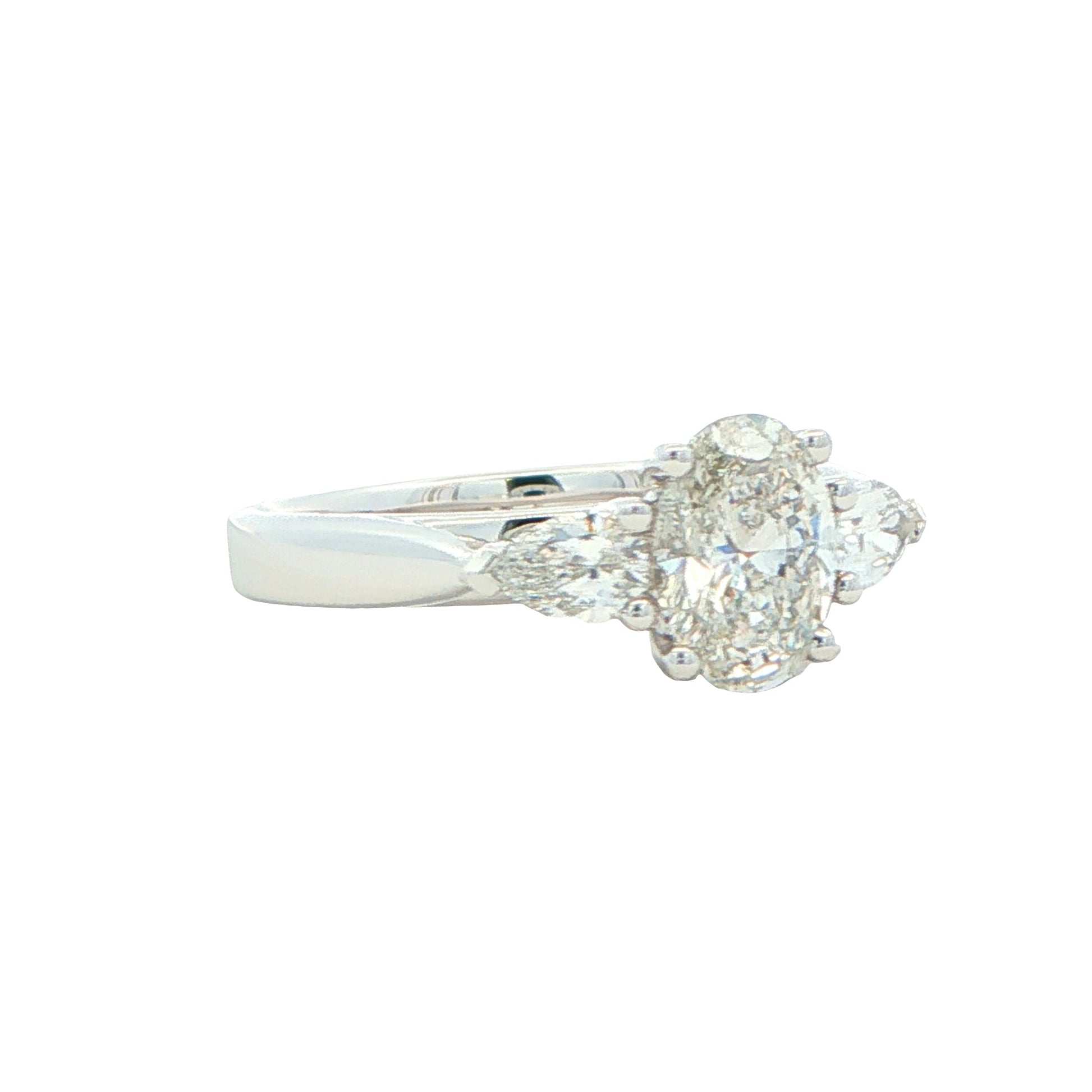 Lab Grown Oval and Pear Shaped Diamond 3 Stone Ring - 1.37cts Gardiner Brothers