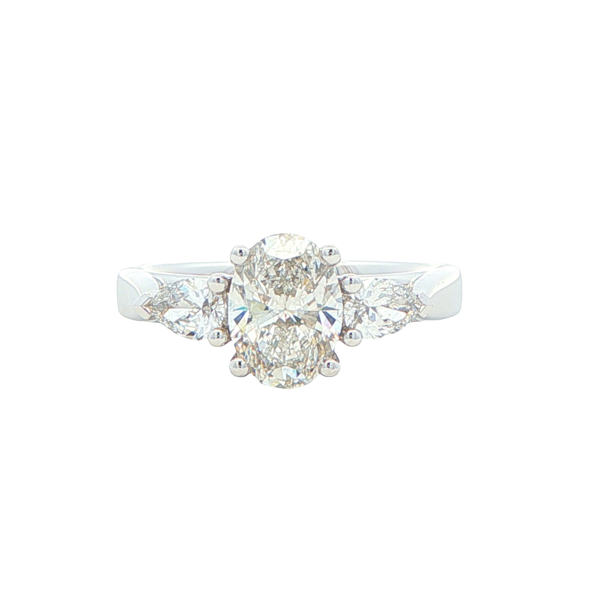 Lab Grown Oval and Pear Shaped Diamond 3 Stone Ring - 1.37cts Gardiner Brothers