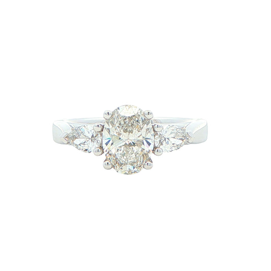 Lab Grown Oval and Pear Shaped Diamond 3 Stone Ring - 1.37cts Gardiner Brothers