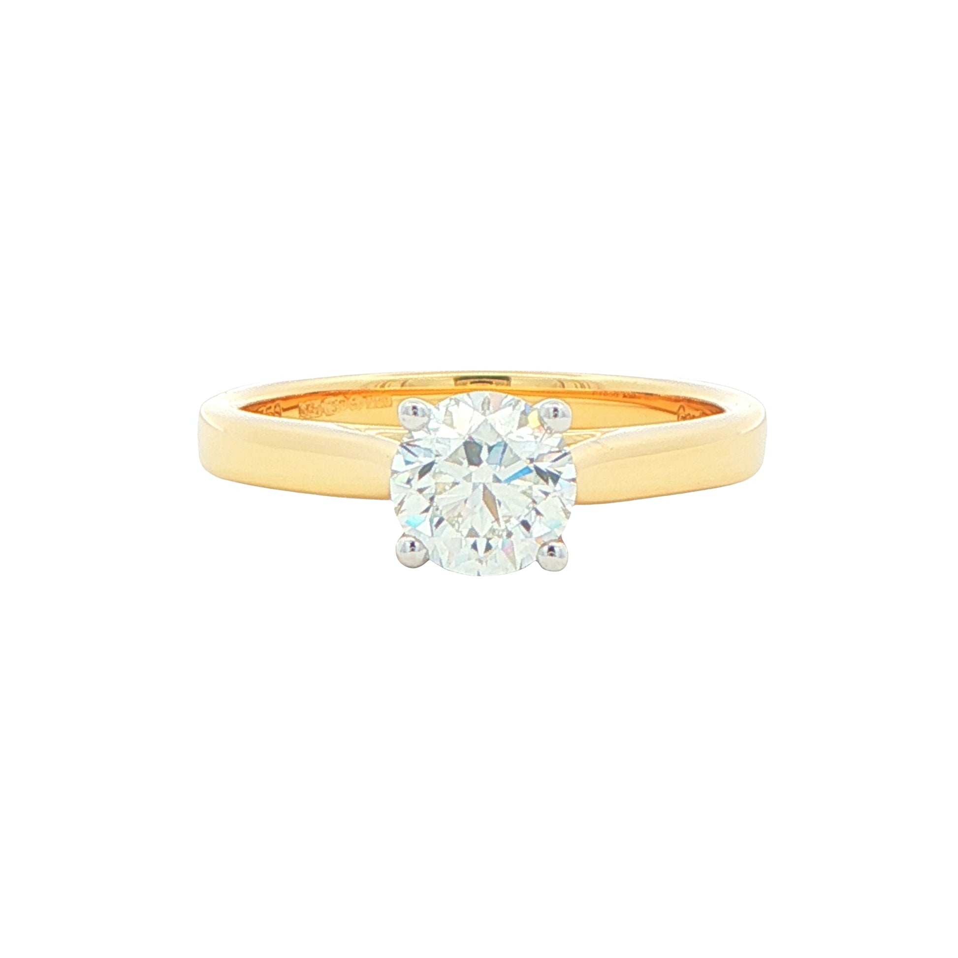 Yellow Gold Round Brilliant Cut Diamond Solitaire Ring - 0.80cts Gardiner Brothers