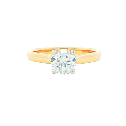 Yellow Gold Round brilliant cut diamond solitaire ring - 0.90cts Gardiner Brothers