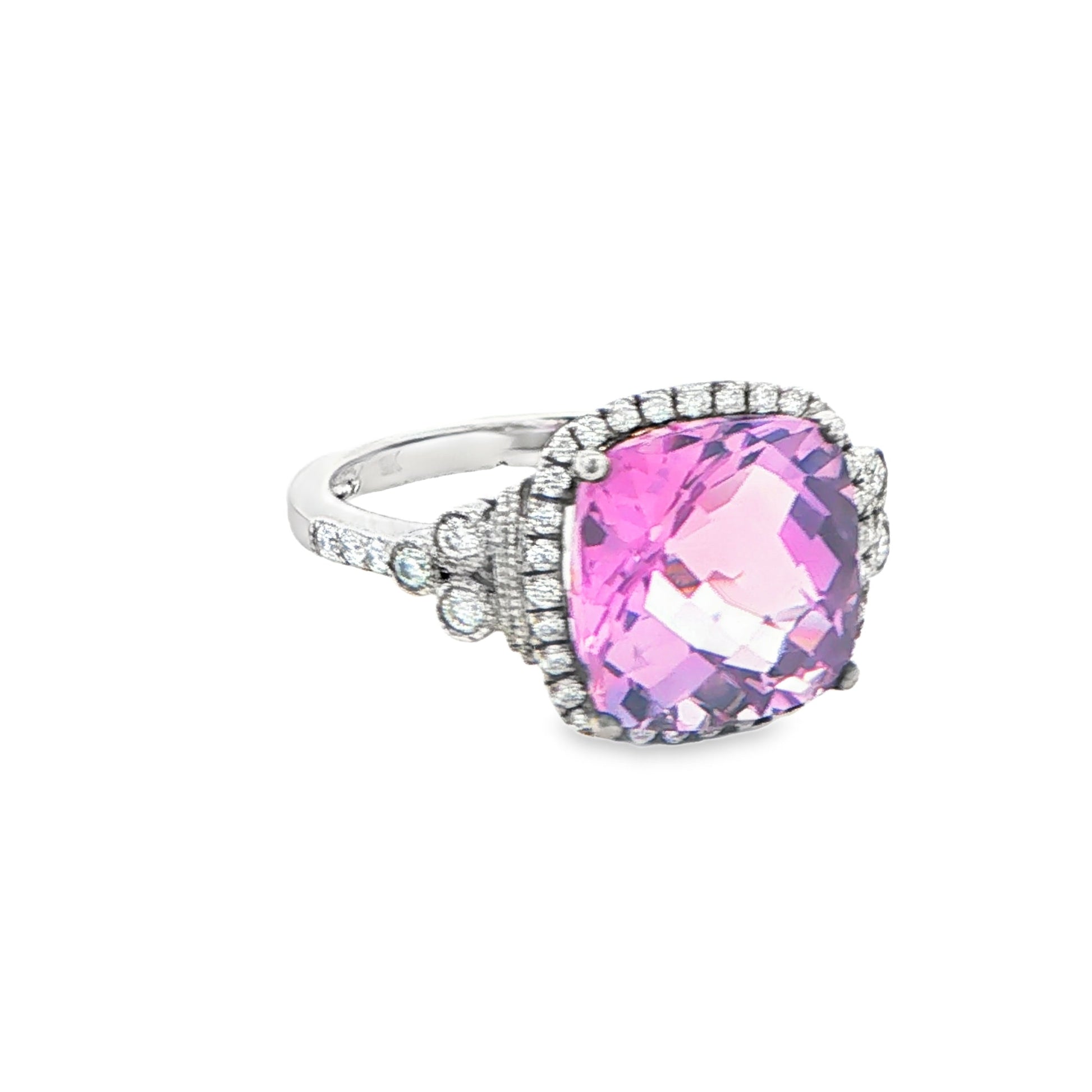Cushion Shaped Amethyst and Diamond Halo Style Cluster Ring Gardiner Brothers