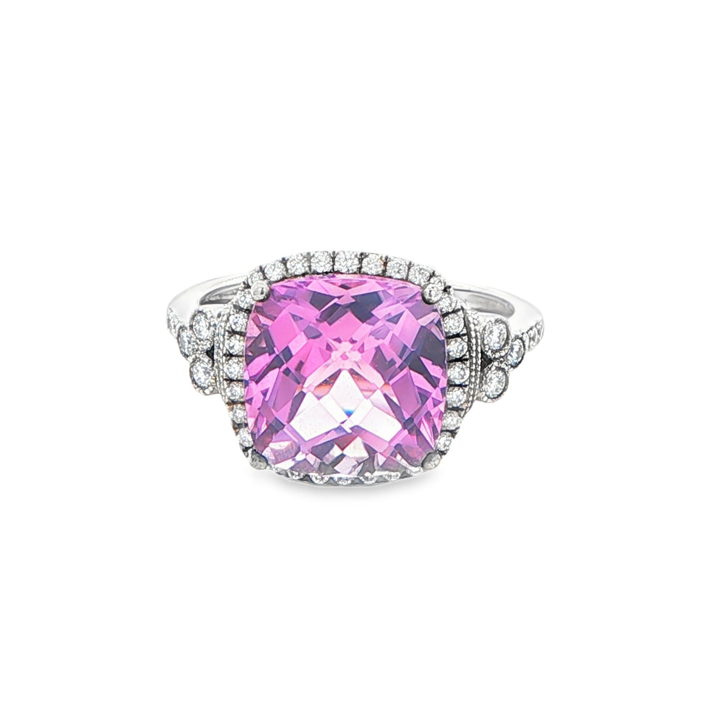Cushion Shaped Amethyst and Diamond Halo Style Cluster Ring Gardiner Brothers