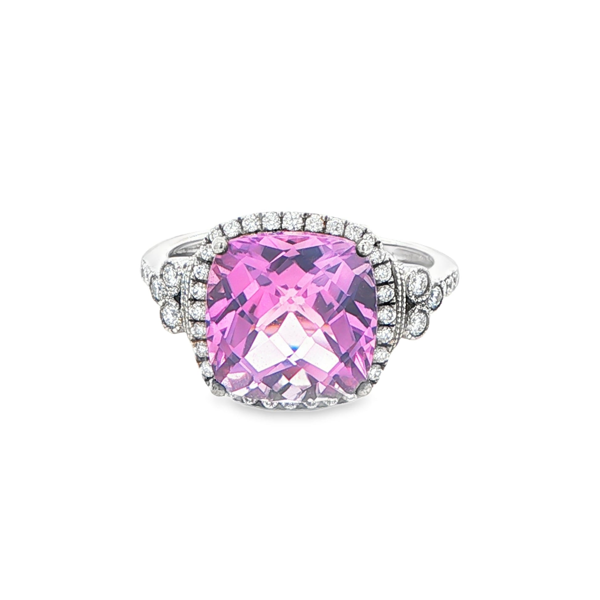 Cushion Shaped Amethyst and Diamond Halo Style Cluster Ring Gardiner Brothers
