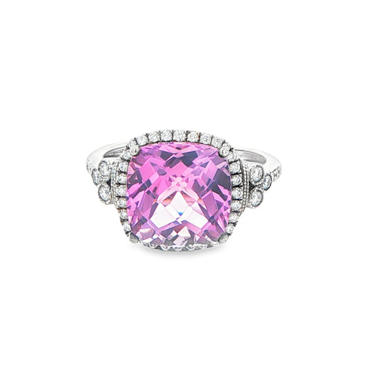 Cushion Shaped Amethyst and Diamond Halo Style Cluster Ring Gardiner Brothers