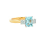 Octagonal Aquamarine and round brilliant cut diamond 3 stone ring Gardiner Brothers