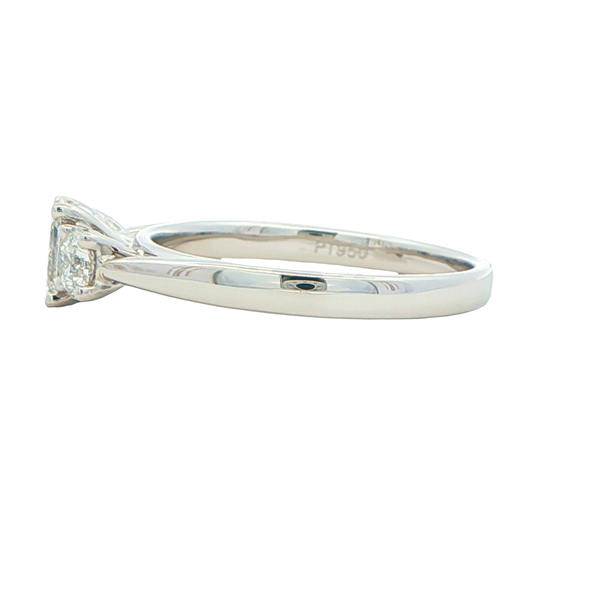 Platinum Emerald and round brilliant cut diamond 3 stone ring - 1.00cts Gardiner Brothers