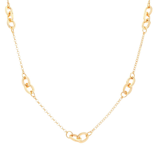 Yellow Gold Solid interlocked Circles Station Necklet Gardiner Brothers
