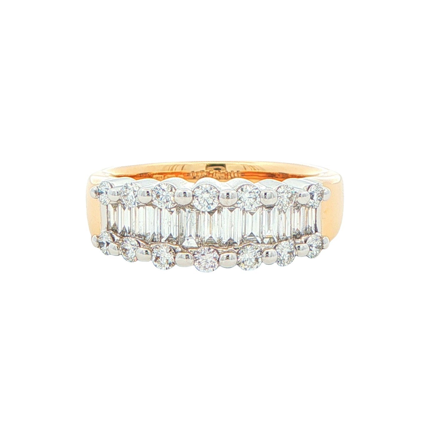 Round Brilliant and Baguette Cut Diamond Ring -1.00cts Gardiner Brothers