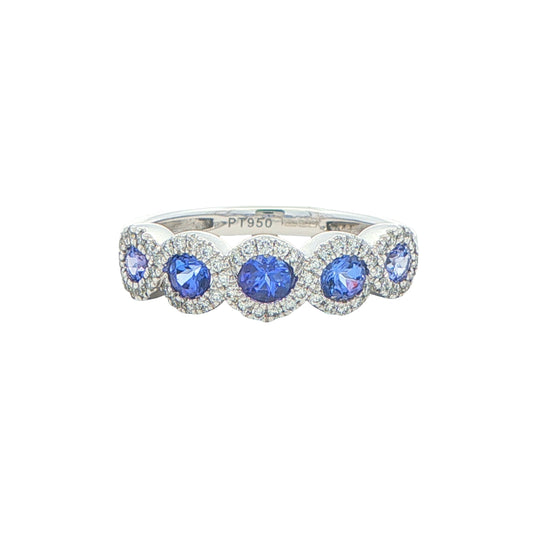 Tanzanite and Diamond Halo Style Dress Ring Gardiner Brothers
