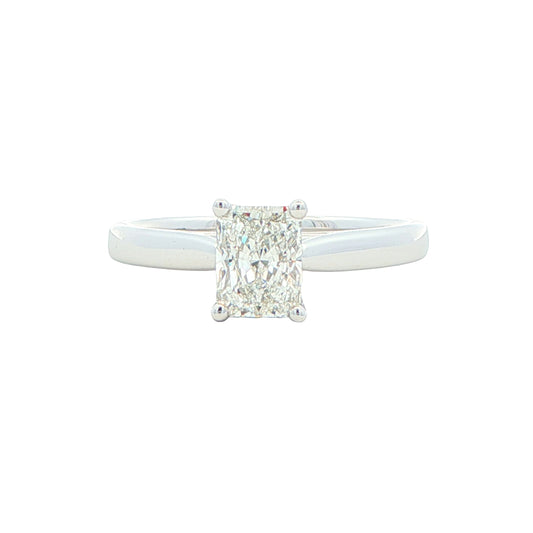 Platinum Radiant Cut Diamond Solitaire Ring - 0.90cts Gardiner Brothers