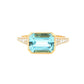 Octagonal shaped Aquamarine Ring with diamond set shoulders Gardiner Brothers