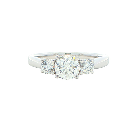 Platinum Round Brilliant Cut Diamond 3 Stone Ring - 1.02cts Gardiner Brothers