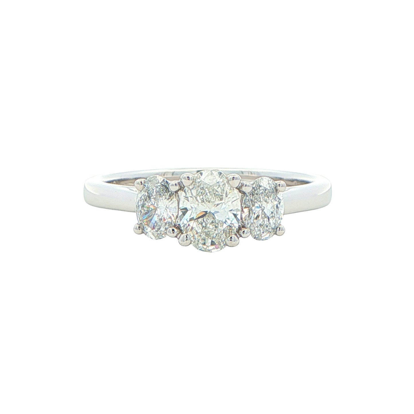 Platinum Oval Shaped Diamond 3 Stone Ring - 0.92cts Gardiner Brothers