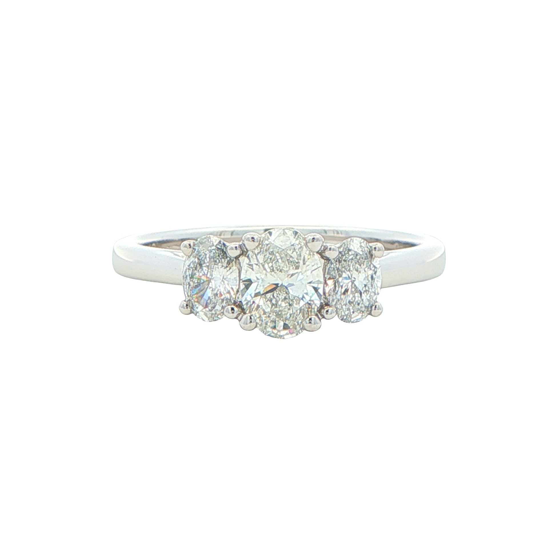 Platinum Oval Shaped Diamond 3 Stone Ring - 0.92cts Gardiner Brothers