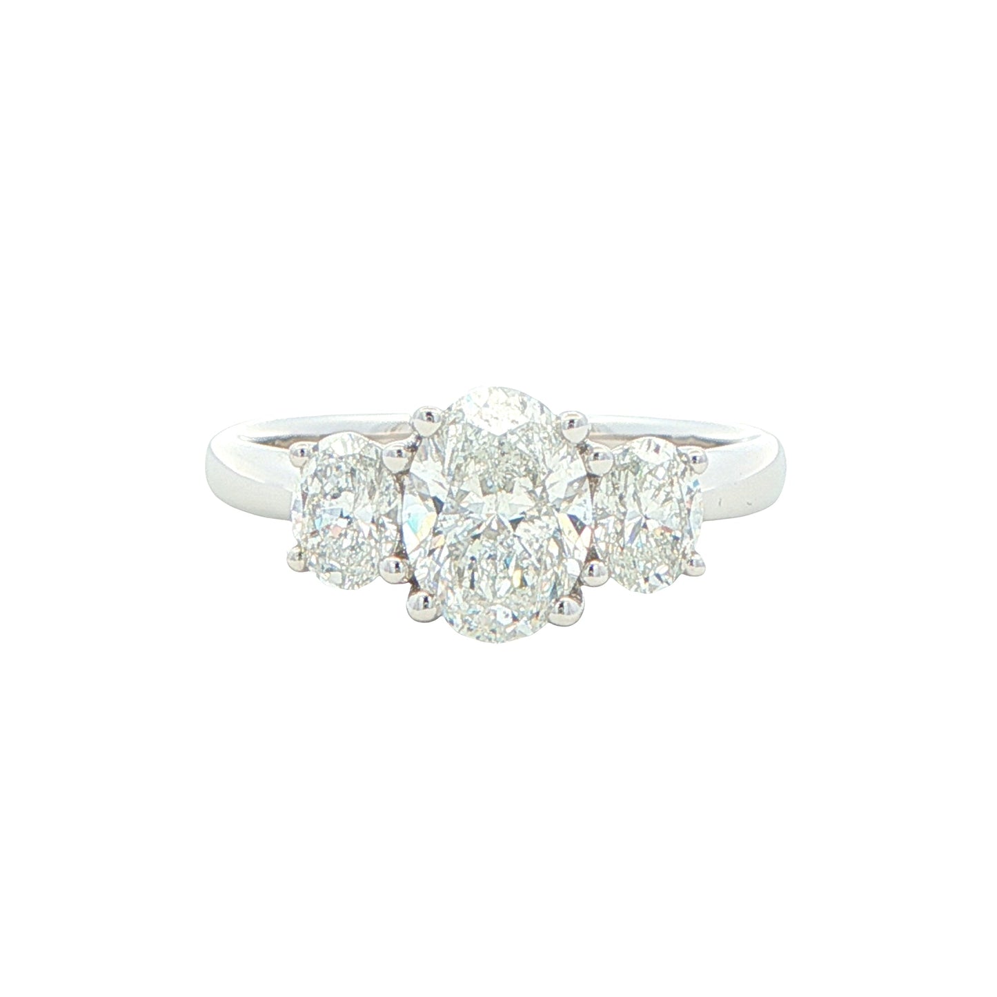 Platinum Oval Shaped Diamond 3 Stone Ring - 1.80cts Gardiner Brothers