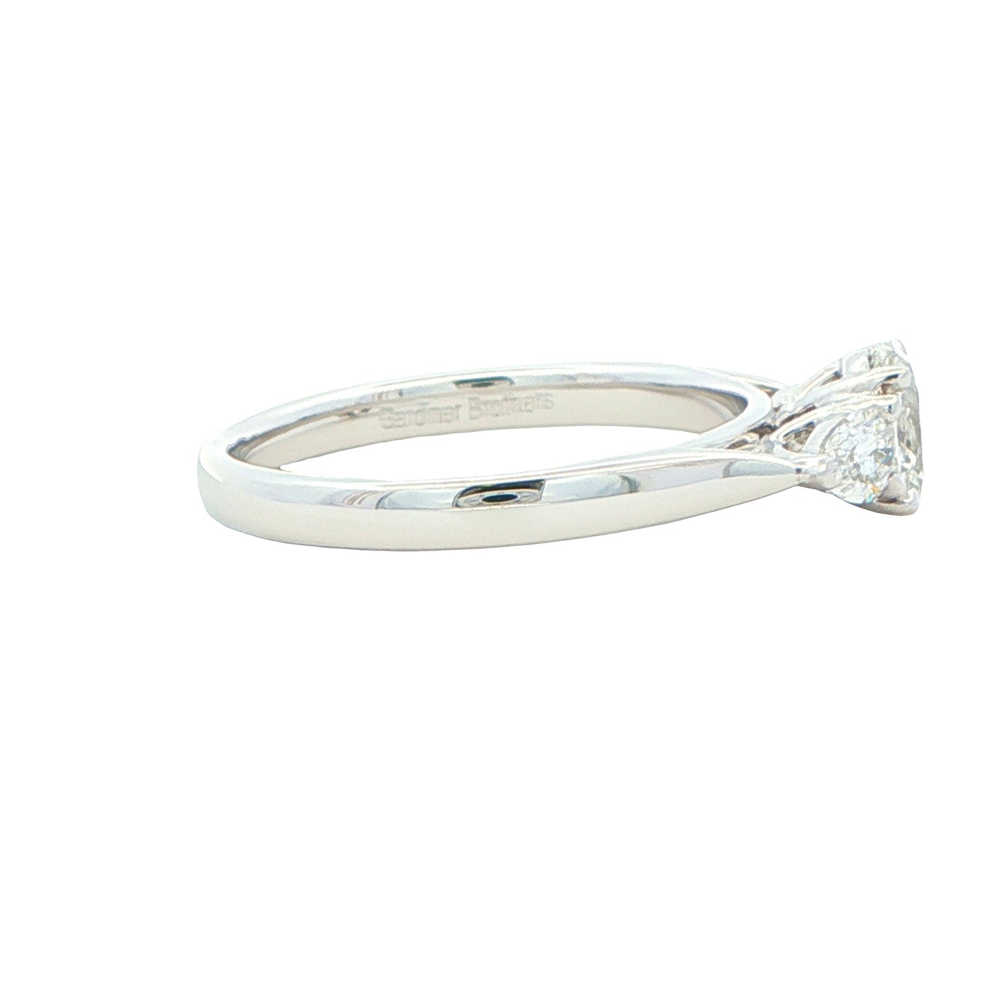 Platinum Oval and pear shaped diamond 3 stone ring - 0.80cts Gardiner Brothers