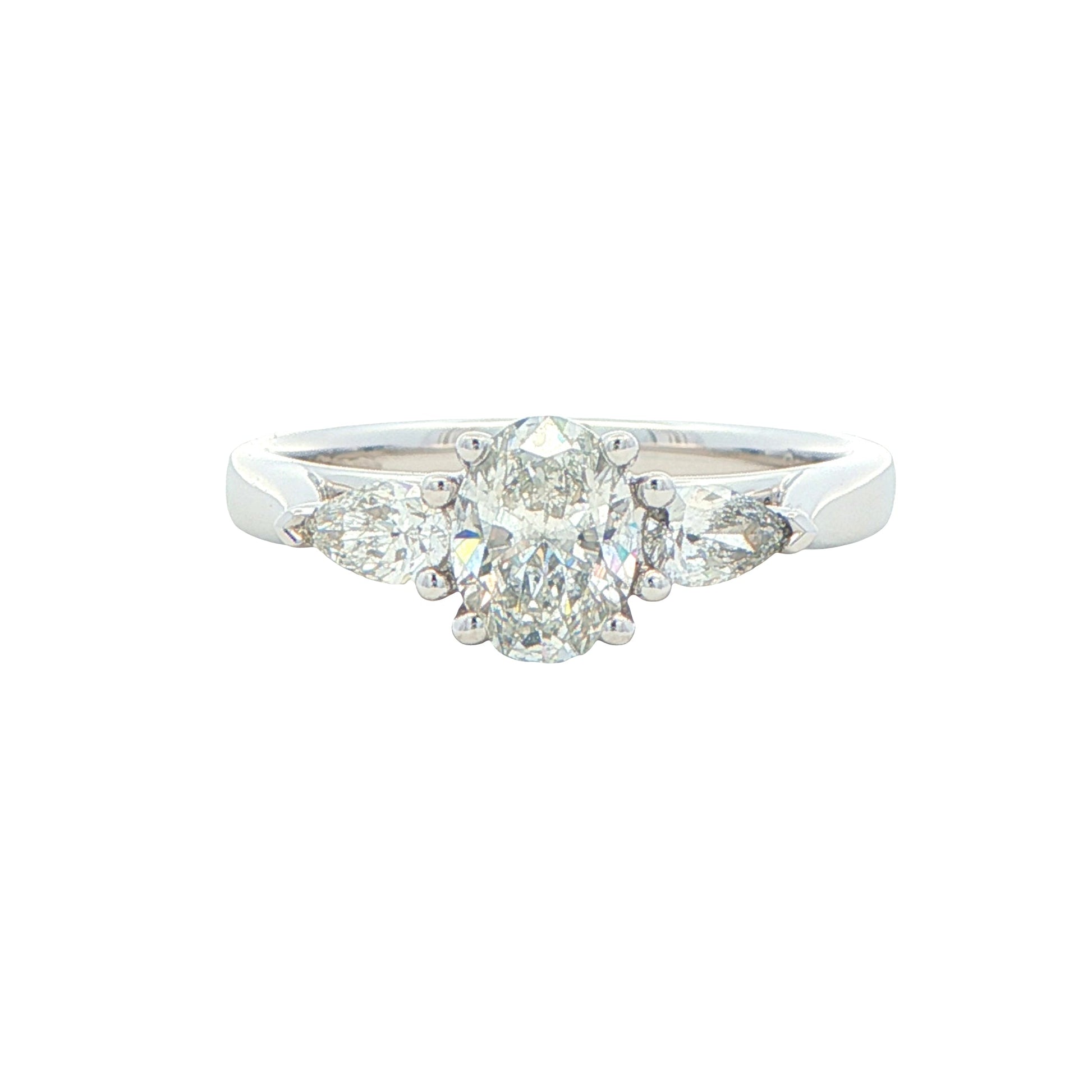 Platinum Oval and pear shaped diamond 3 stone ring - 1.00cts Gardiner Brothers