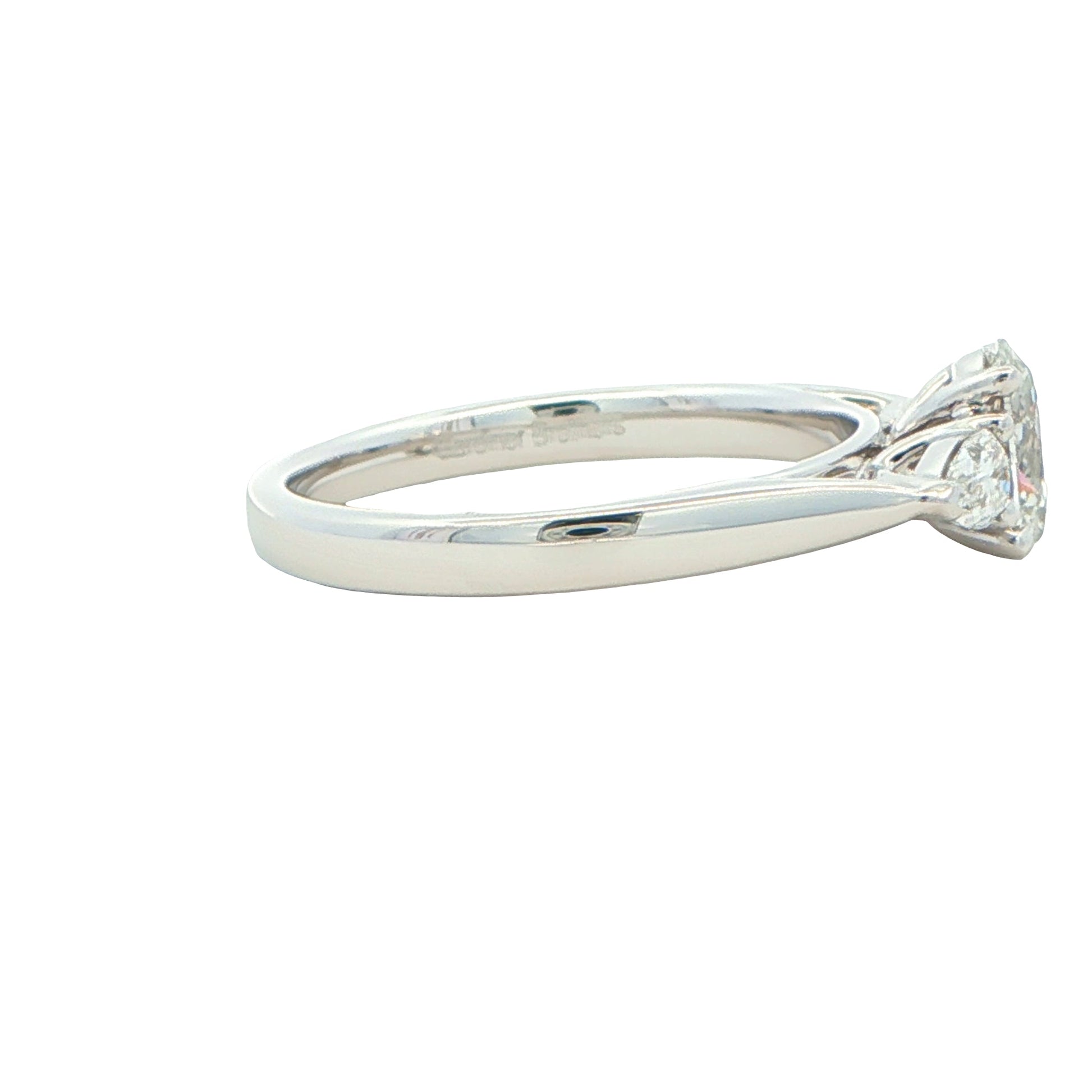 Platinum Oval and pear shaped diamond 3 stone ring - 1.00cts Gardiner Brothers