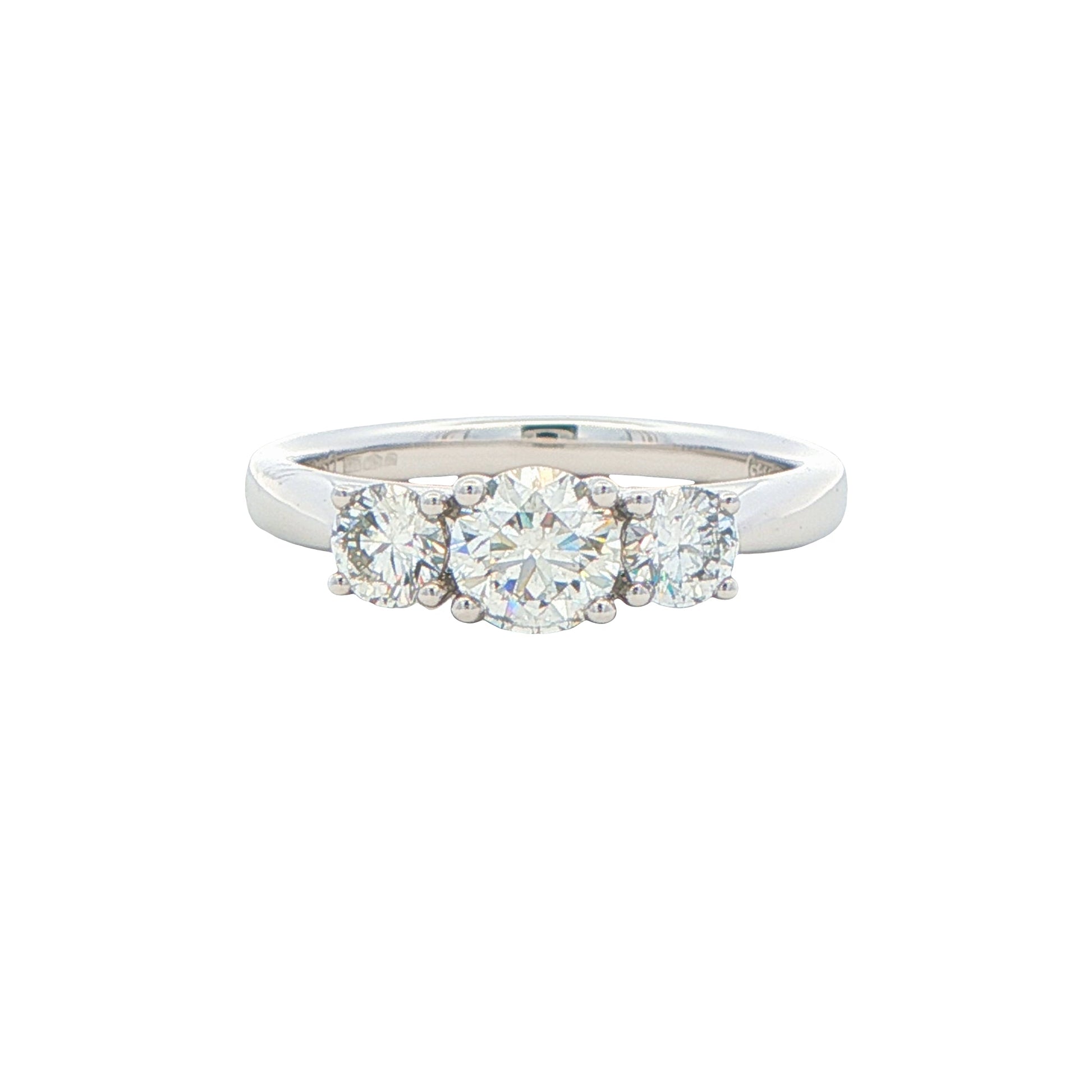 Platinum Round Brilliant Cut Diamond 3 Stone Ring - 0.70cts Gardiner Brothers