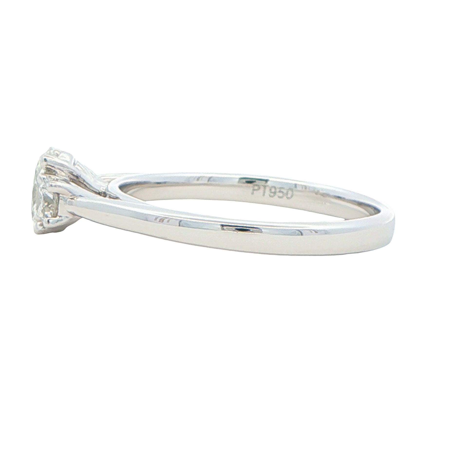 Platinum Oval and round brilliant cut diamond 3 stone ring - 0.80cts Gardiner Brothers