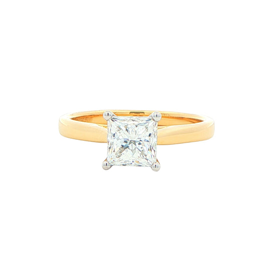 Yellow Gold Princess Cut Diamond Solitaire Ring - 1.21cts Gardiner Brothers