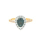 Pear Shaped Teal Sapphire and Round Brilliant Cut Diamond Halo Style Ring Gardiner Brothers