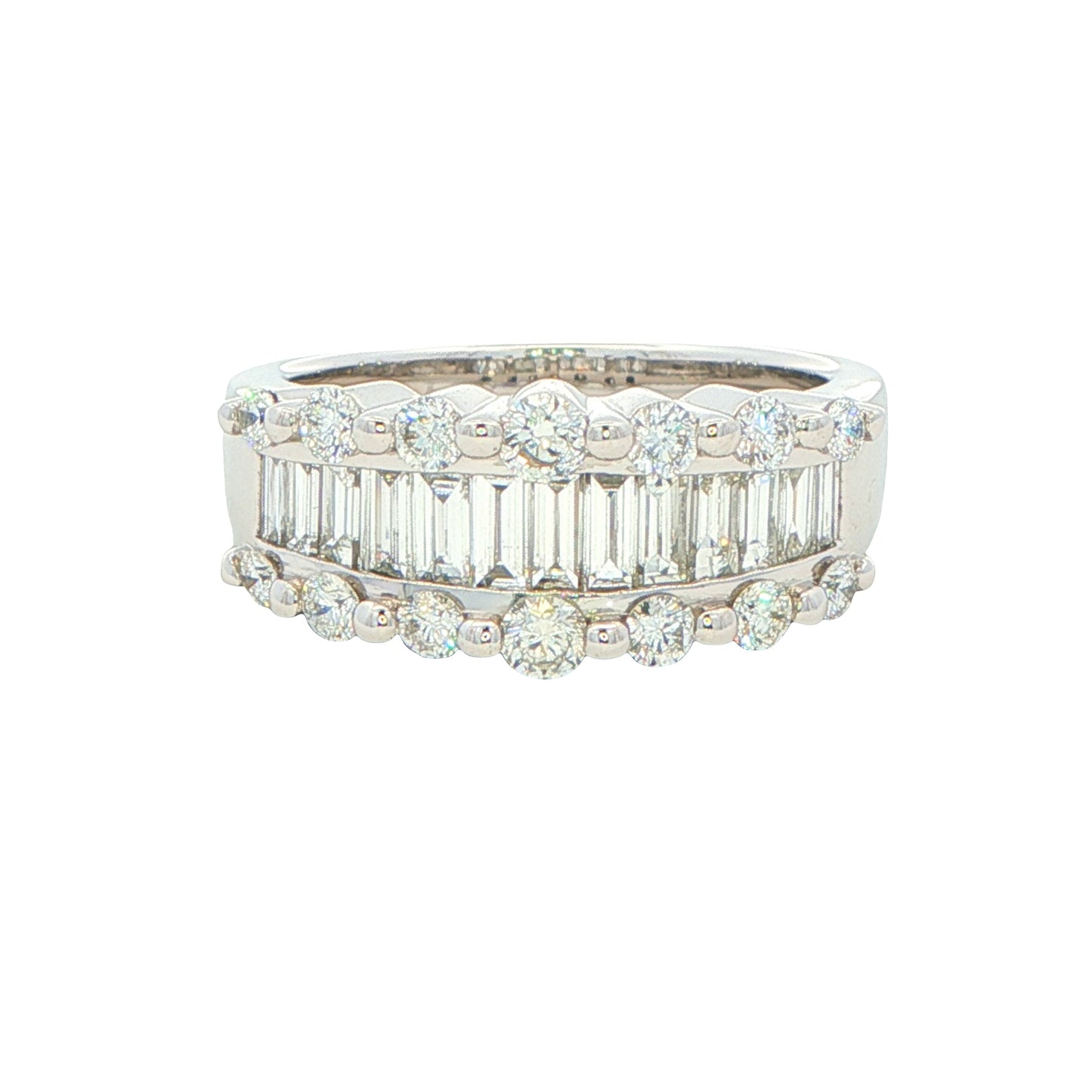 Round Brilliant and Baguette Cut Diamond Ring -1.40cts Gardiner Brothers