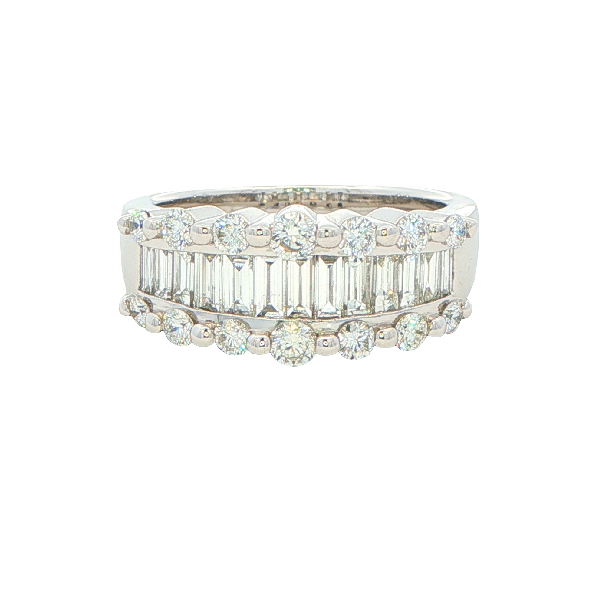 Round Brilliant and Baguette Cut Diamond Ring -1.40cts Gardiner Brothers