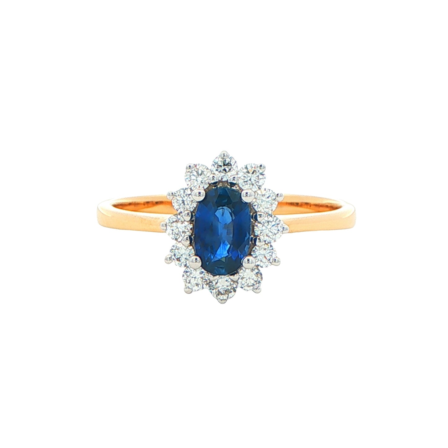 Sapphire and Round Brilliant Diamond Cluster Style Ring Gardiner Brothers