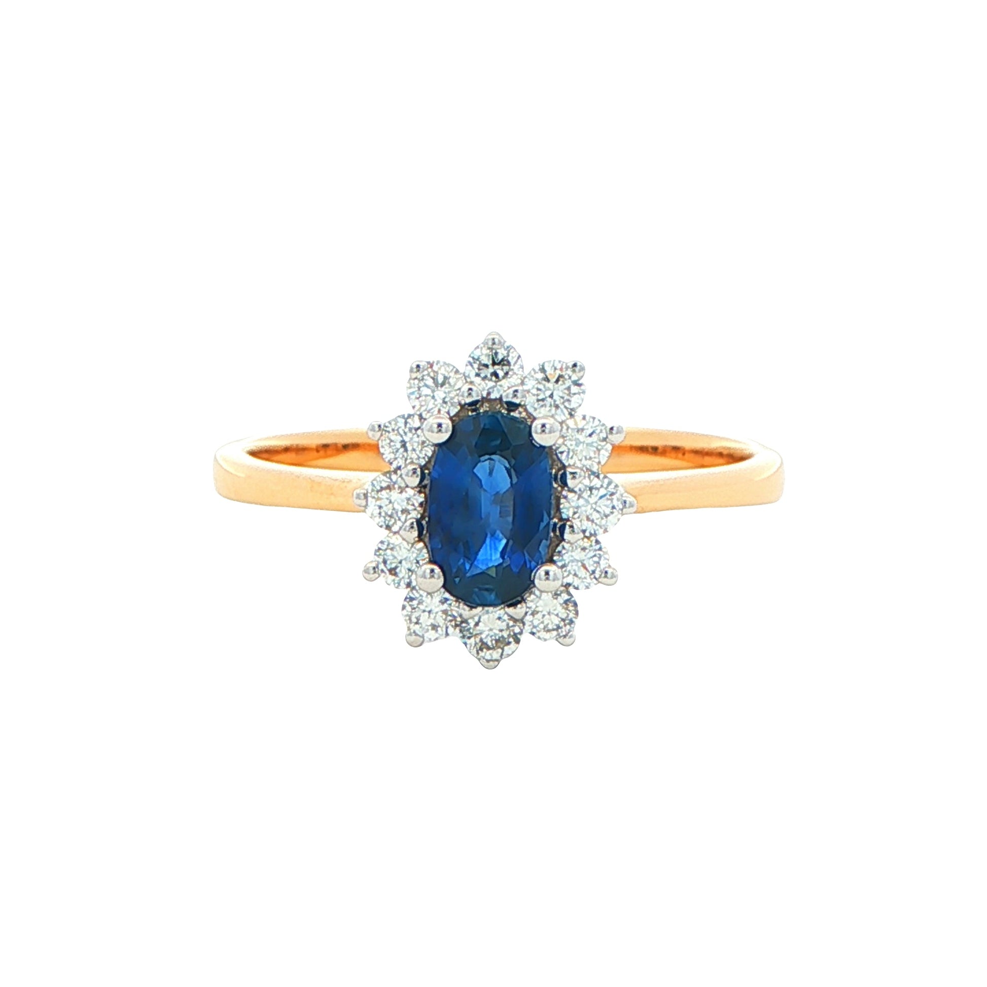 Sapphire and Round Brilliant Diamond Cluster Style Ring Gardiner Brothers