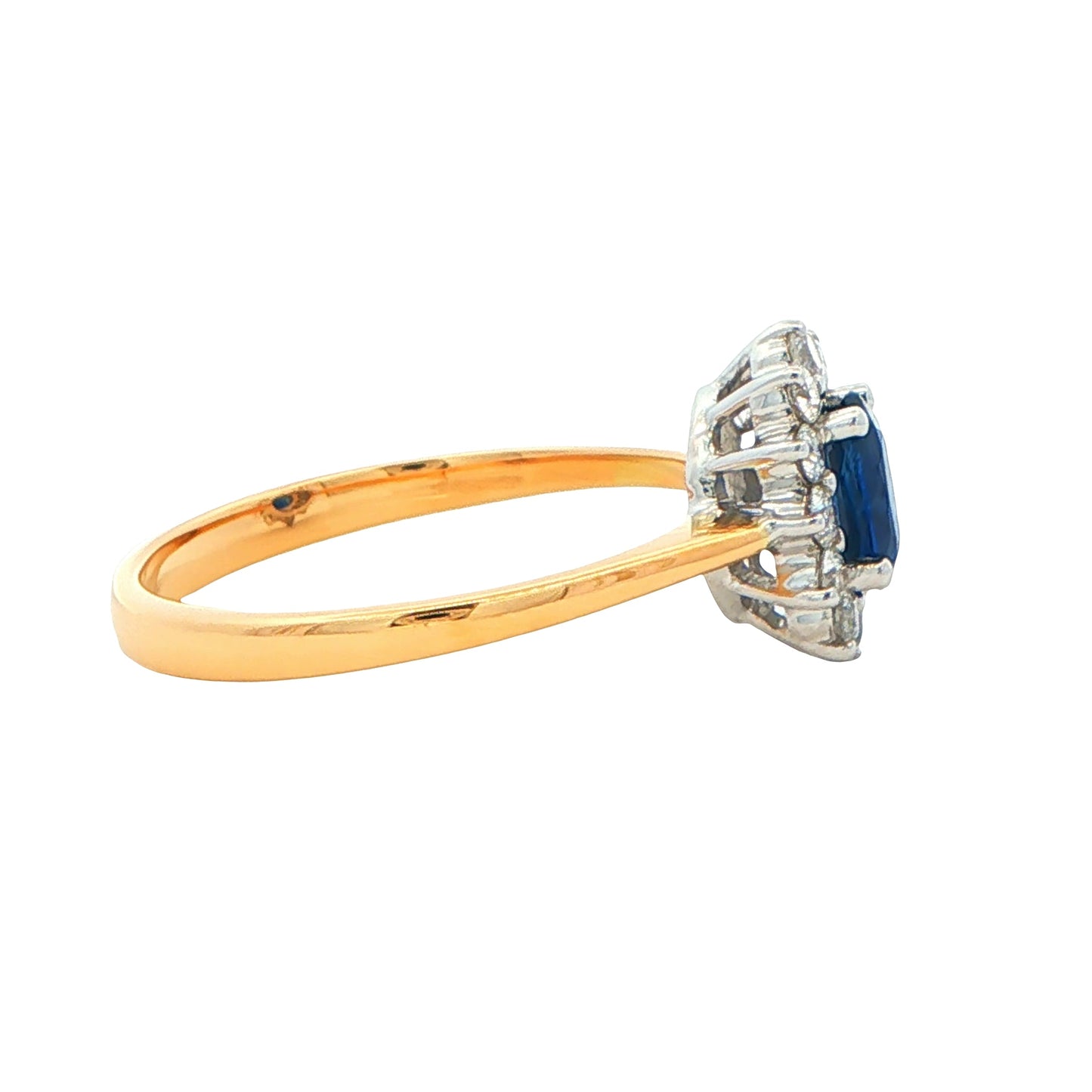 Sapphire and Round Brilliant Diamond Cluster Style Ring Gardiner Brothers
