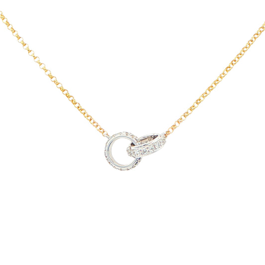 Yellow and White Gold Interlocking diamond set circles pendant Gardiner Brothers