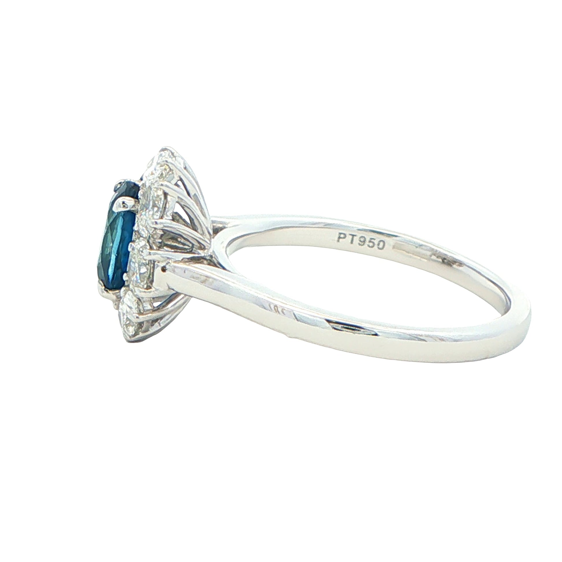 Oval Shaped Sapphire and Oval diamond cluster style ring Gardiner Brothers