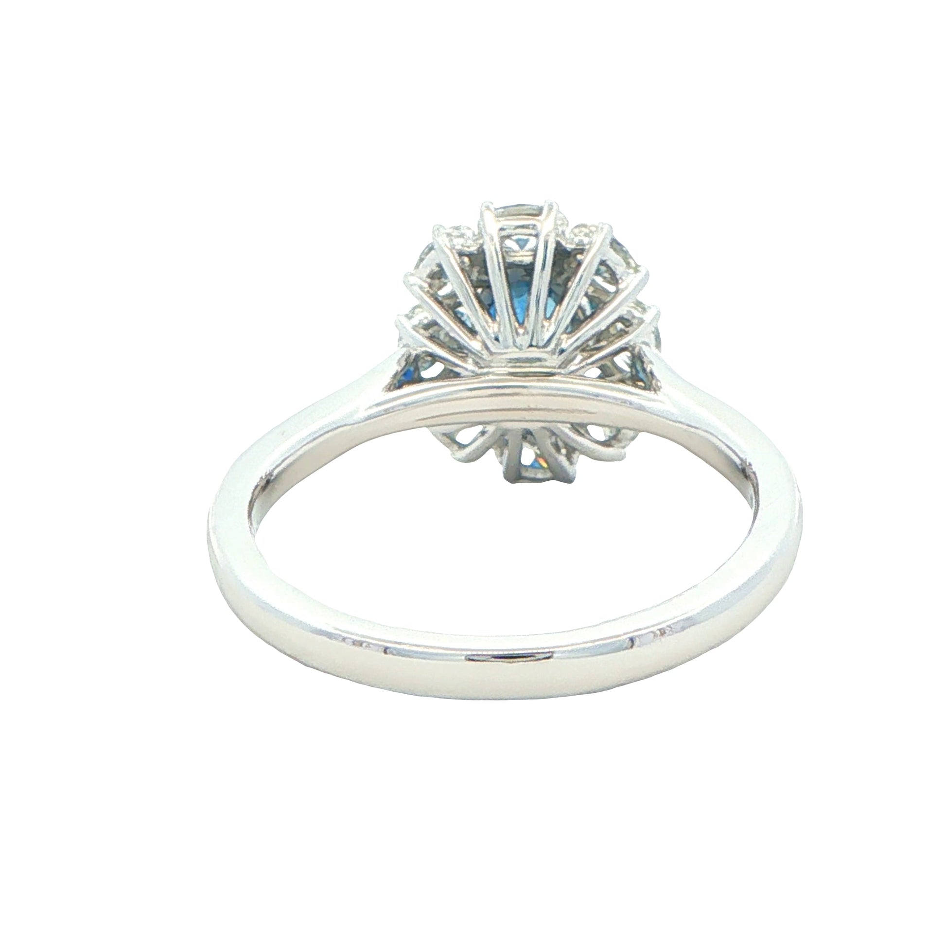 Oval Shaped Sapphire and Oval diamond cluster style ring Gardiner Brothers