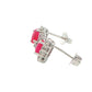 Ruby and Round Brilliant Cut Diamond Cluster Style Earrings Gardiner Brothers