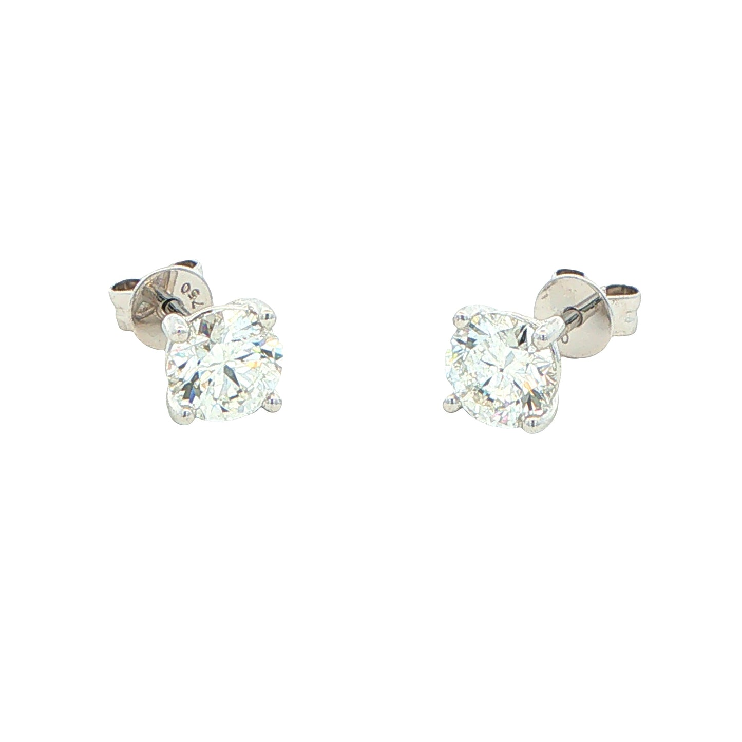Round Brilliant Cut Diamond Solitaire Earrings - 1.40cts Gardiner Brothers