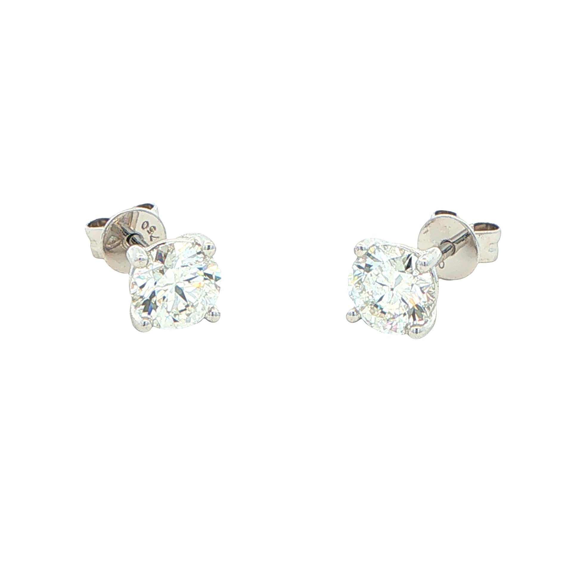 Round Brilliant Cut Diamond Solitaire Earrings - 1.40cts Gardiner Brothers