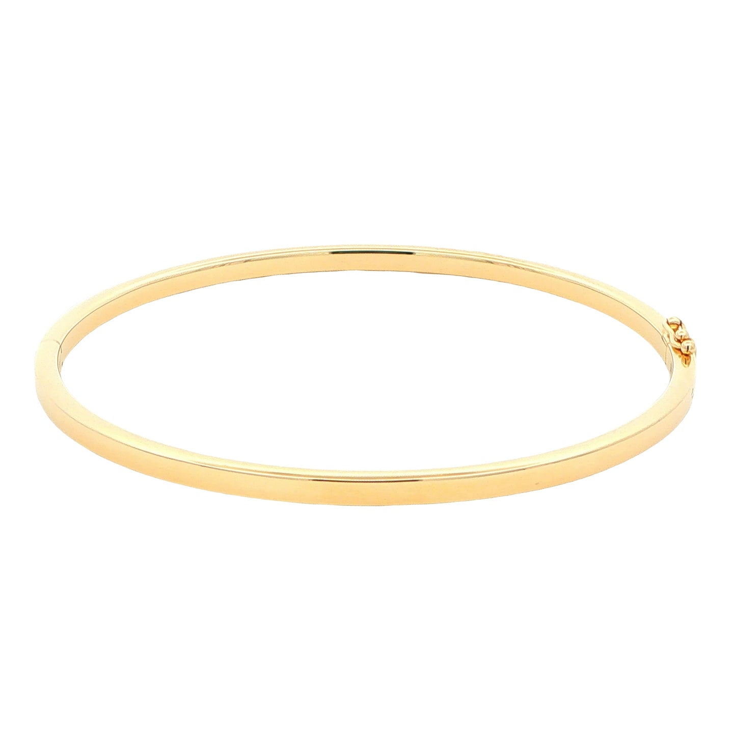 Yellow Gold 3mm solid bangle in a flat profile with rounded edges Gardiner Brothers