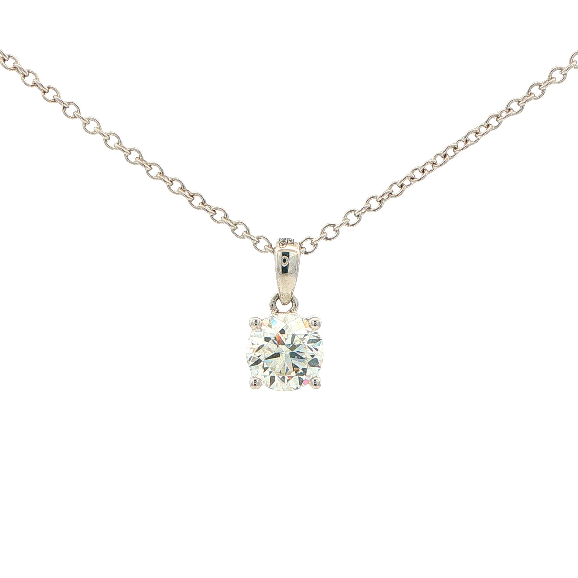 Round Brilliant cut Diamond Solitaire Pendant - 0.90cts Gardiner Brothers