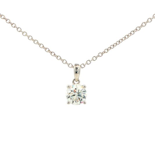 Round Brilliant cut Diamond Solitaire Pendant - 0.90cts Gardiner Brothers
