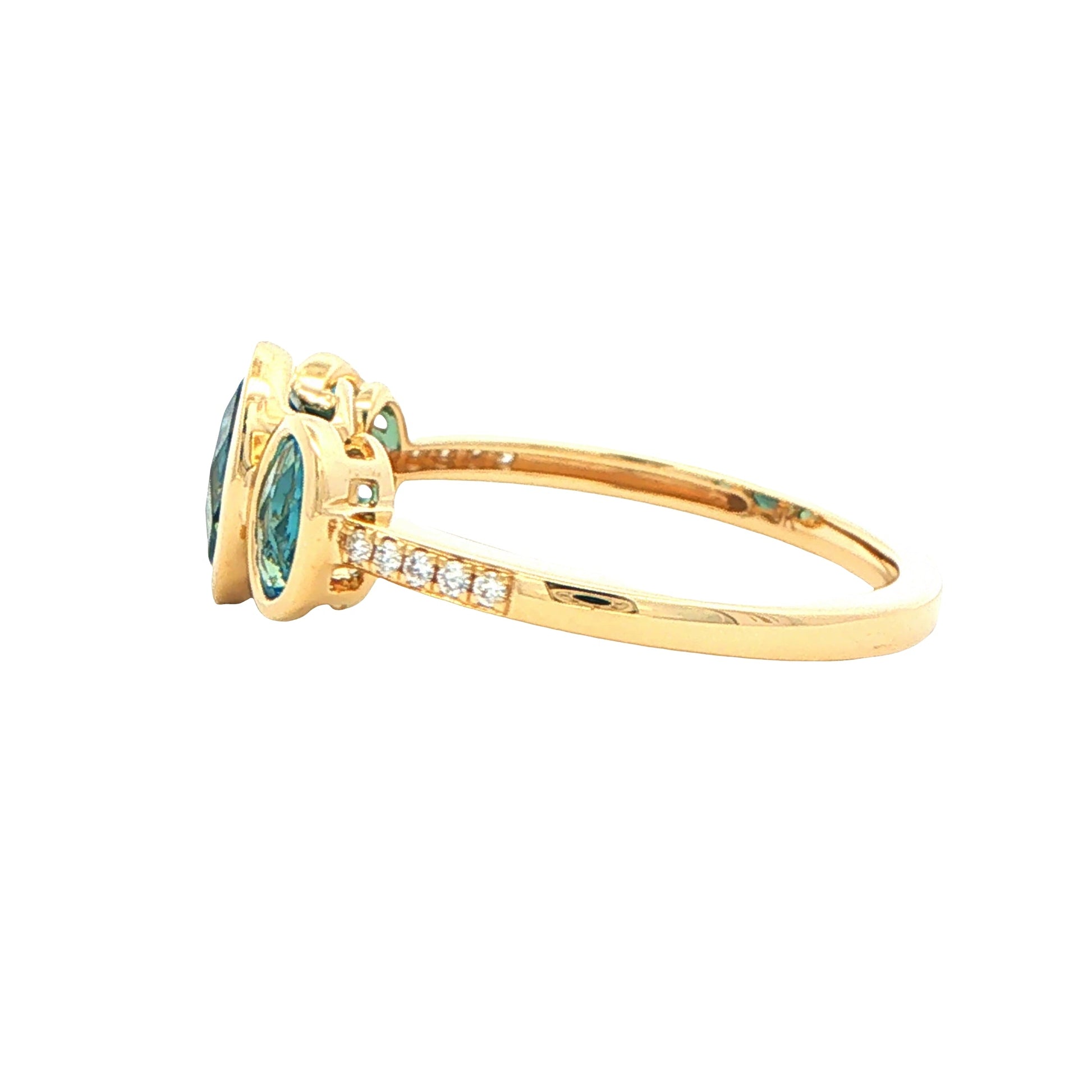 London Blue Topaz and Diamond 3 Stone Ring Gardiner Brothers