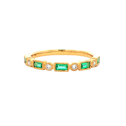 Emerald and Diamond Vintage Style Dress Ring Gardiner Brothers