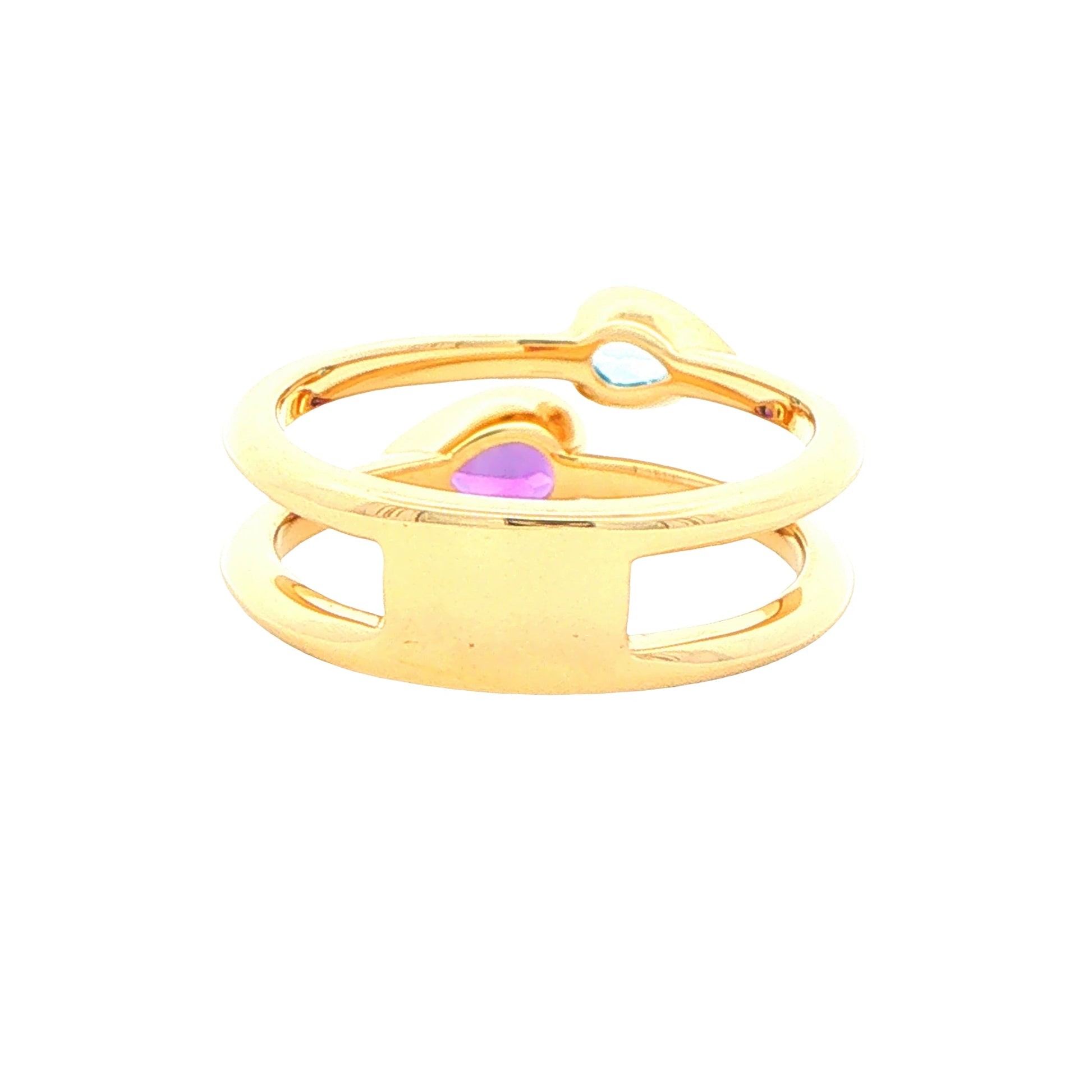 Pear Shaped Amethyst and Topaz 2 stone Ring Gardiner Brothers