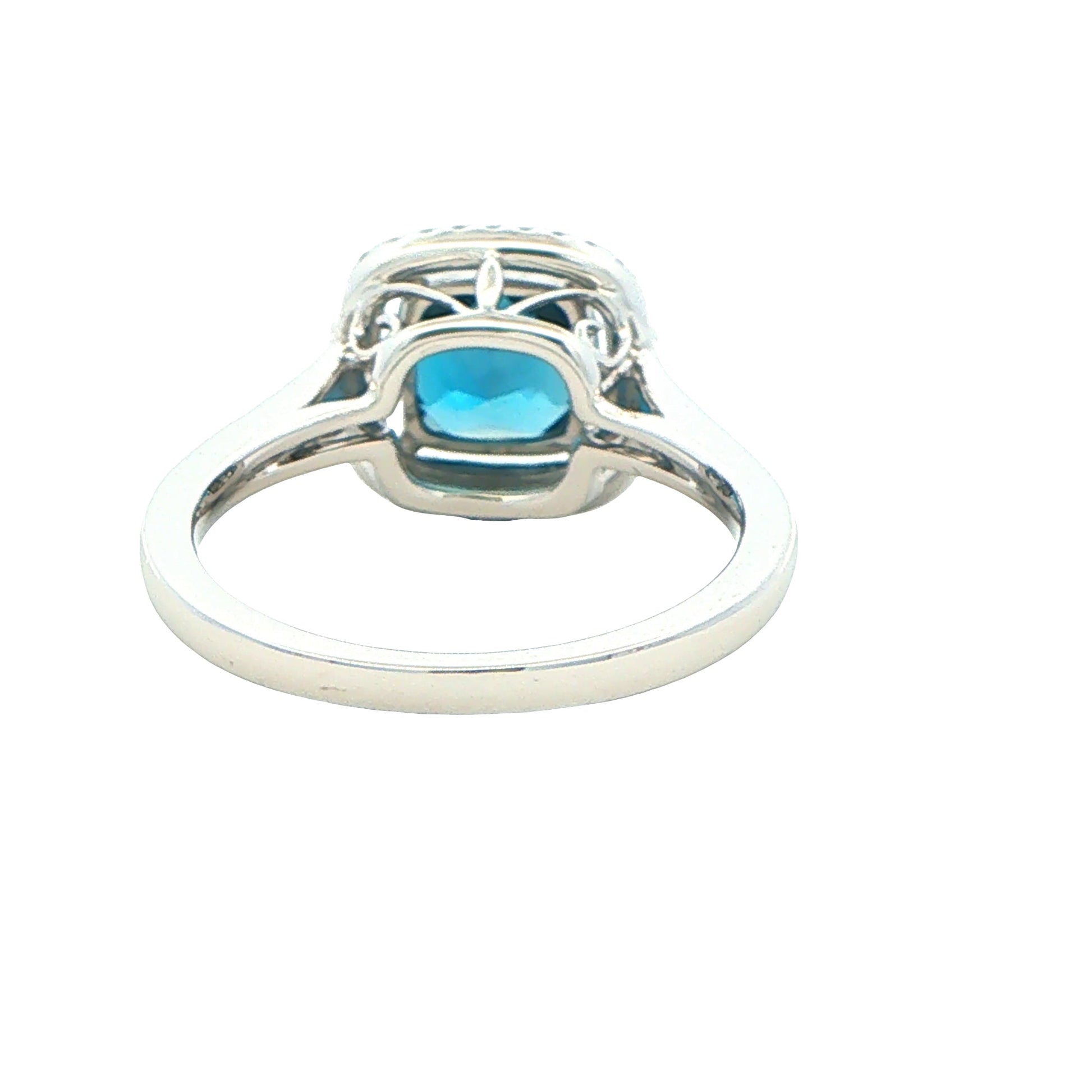 London Blue Topaz and Diamond halo Style Ring Gardiner Brothers