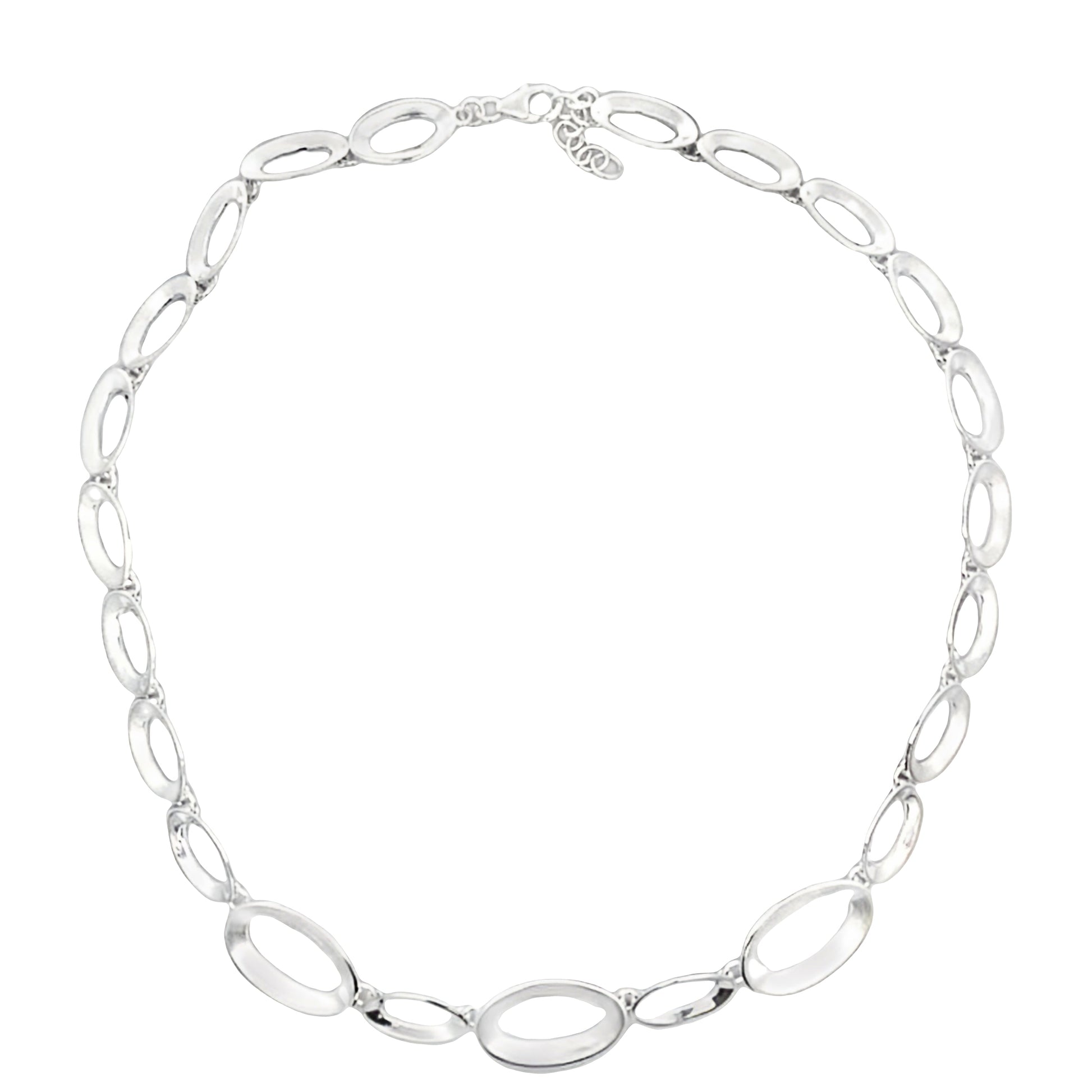 Silver Graduated Oval Link Necklace Gardiner Brothers