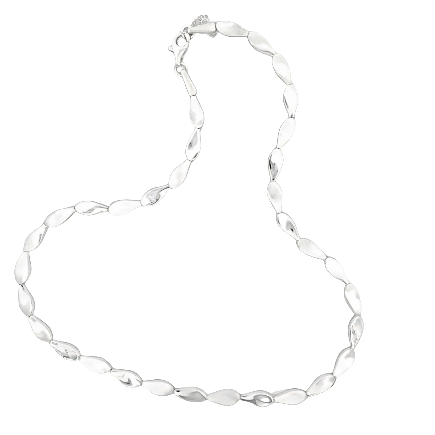 Silver Solid TearDrop Link Necklace Gardiner Brothers
