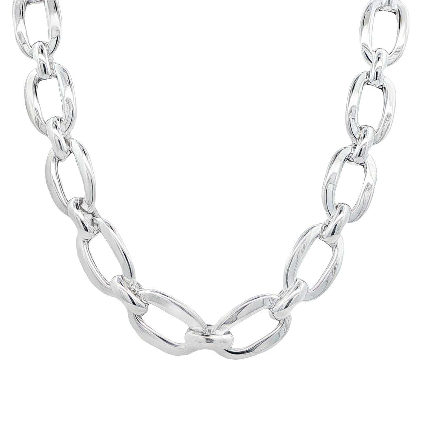Silver Magnetic Clasp Open Oval Link Necklet Gardiner Brothers