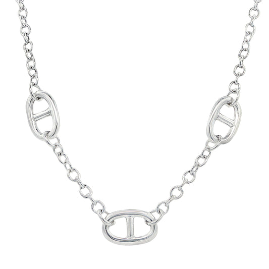 Silver Marine Station Link Necklace Gardiner Brothers